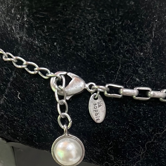 Lia Sophia Silver and Gold Necklace with Charms and Victorian centerpiece - Picture 2 of 3